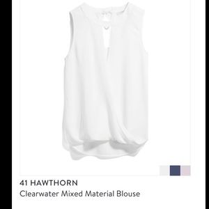 41 Hawthorn white sleeveless blouse.